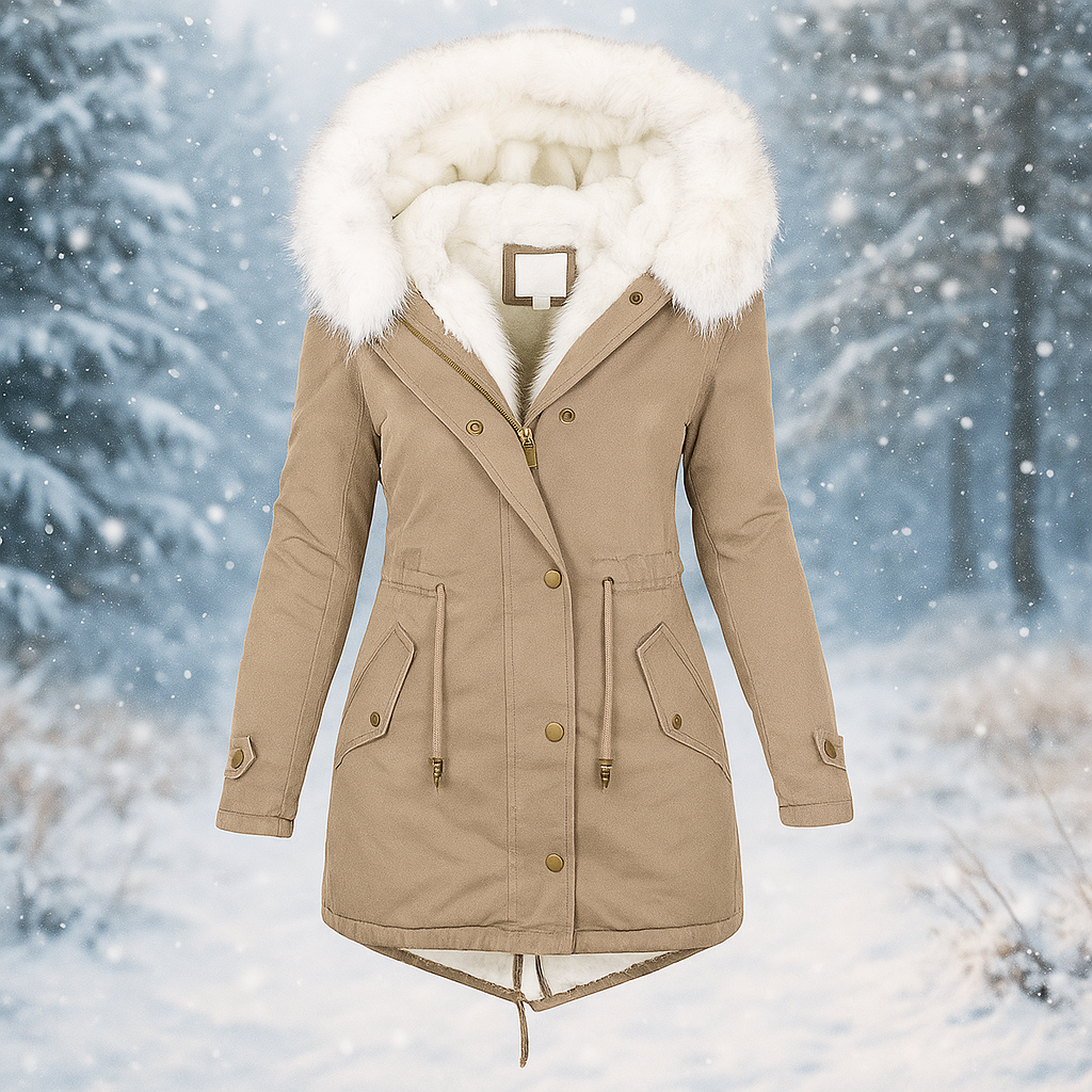 Stijlvolle winterjas met capuchon van synthetisch bont - Paula