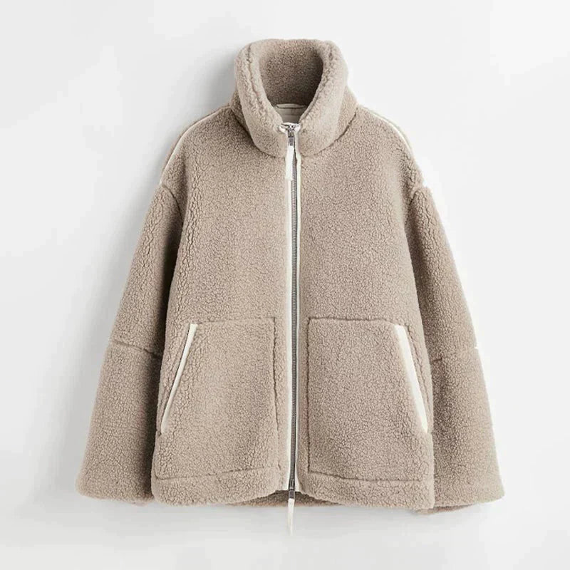 Oversized warme damesjas met ritssluiting - Selindra
