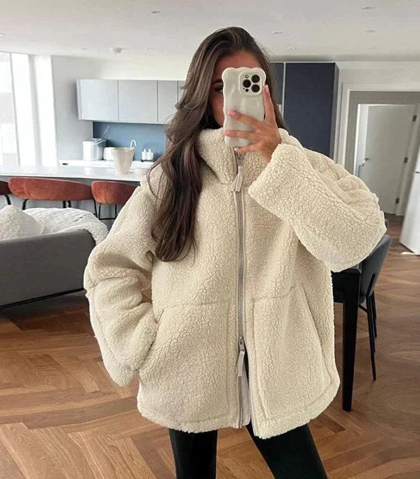 Oversized warme damesjas met ritssluiting - Selindra