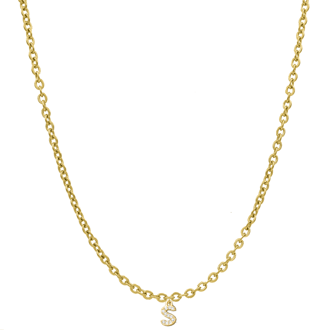 Elegante Mini Diamanten Letter Ketting 14K Verguld
