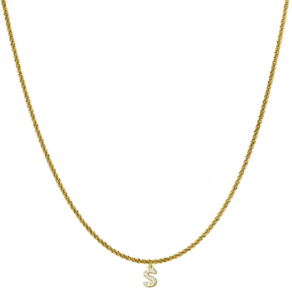 Sparkle Mini Diamanten Letter Ketting 14K Verguld