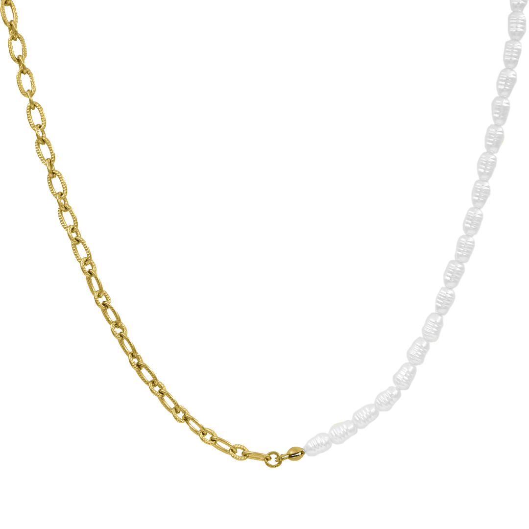 Elegante parelketting 14K verguld