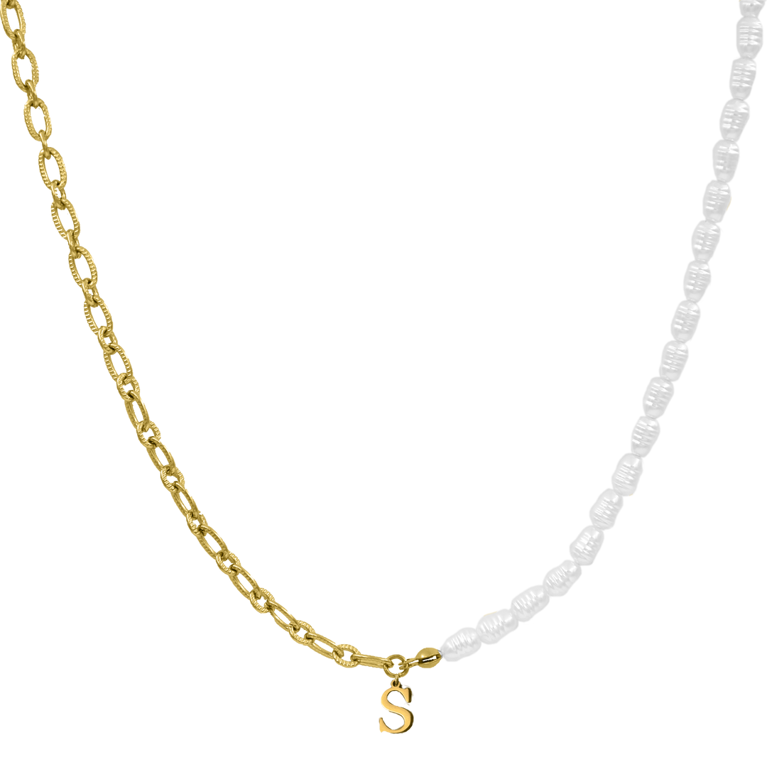 Elegante parel Basisletter 14K verguld