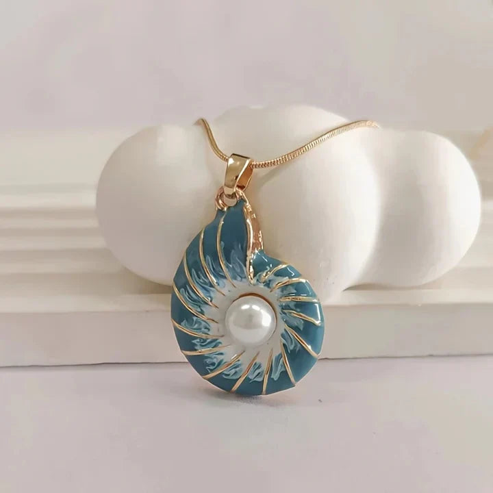 Damesketting Blauwe Schelp Parelmoer - Elinor