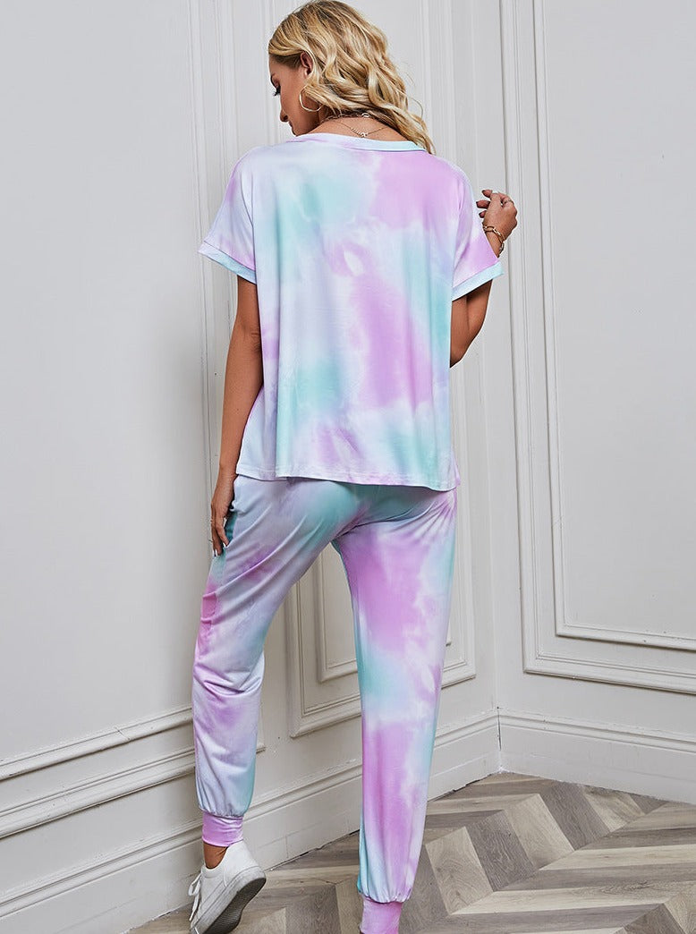 Samantha - Blauw en paars shirt en broek set