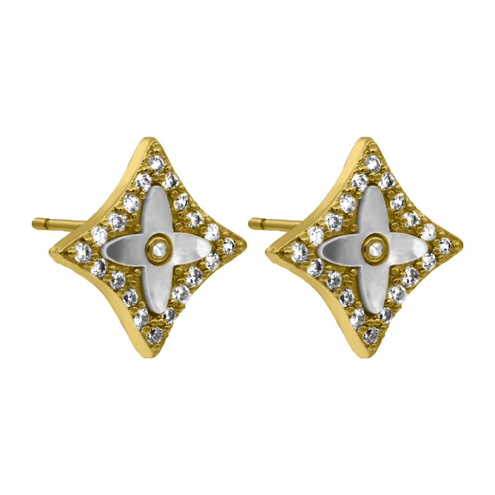 Parelmoer Starly oorbellen 14K verguld