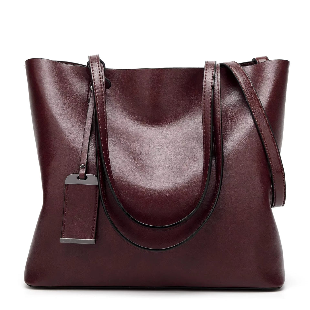 Retro stijl schoudertas voor dames in bordeaux glad leer - Elea