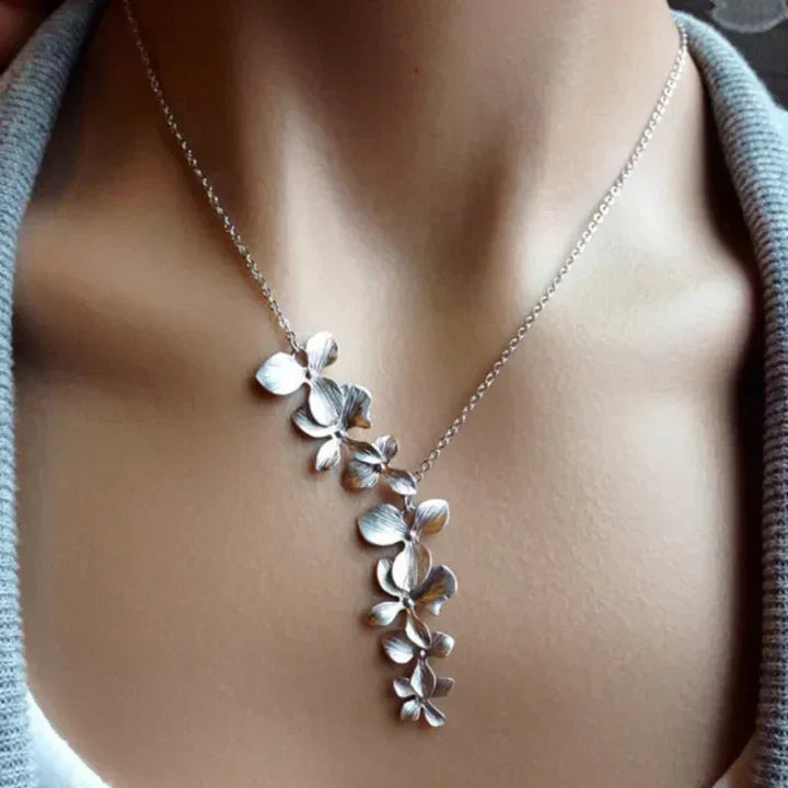 Vintage zilveren bloemenketting - Renate
