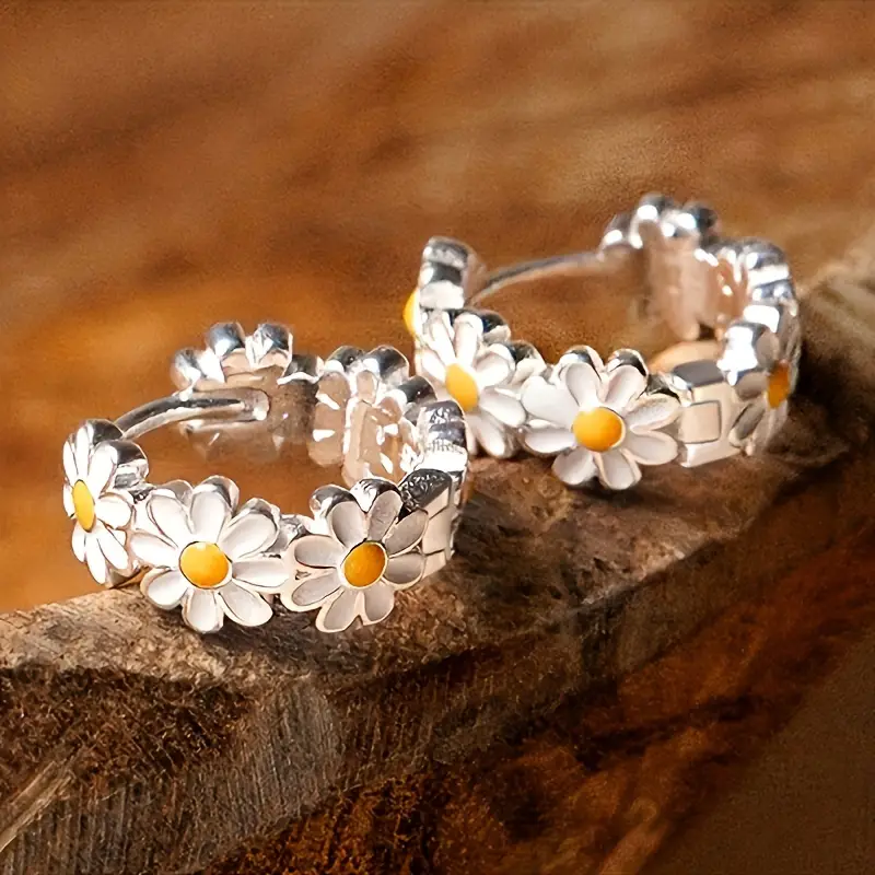 Verzilverde damesoorbellen Daisy Design - Liesel