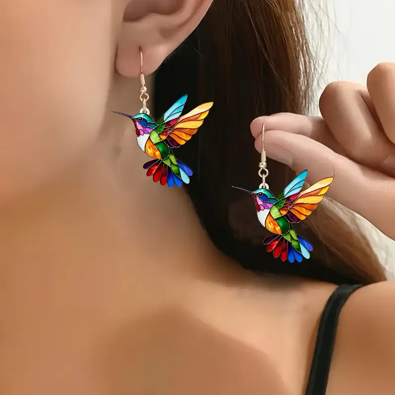 Colibri Gekleurde Damesoorbellen Licht Tropisch Ontwerp - Maritza