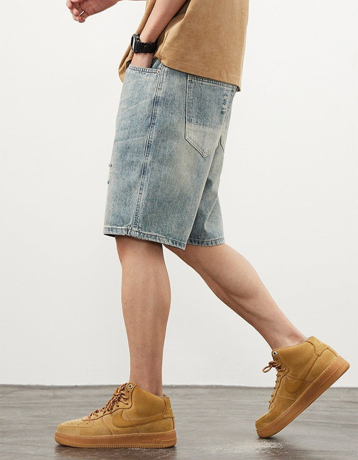 Heren denim shorts recht model - Tomás
