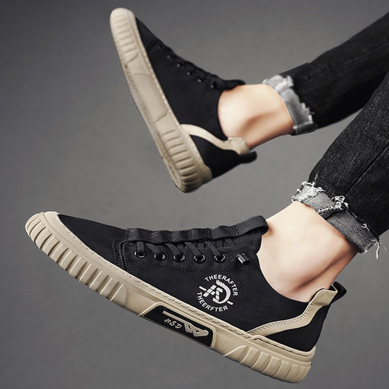 Casual herenschoenen in matgrijze ademende stof - Lior
