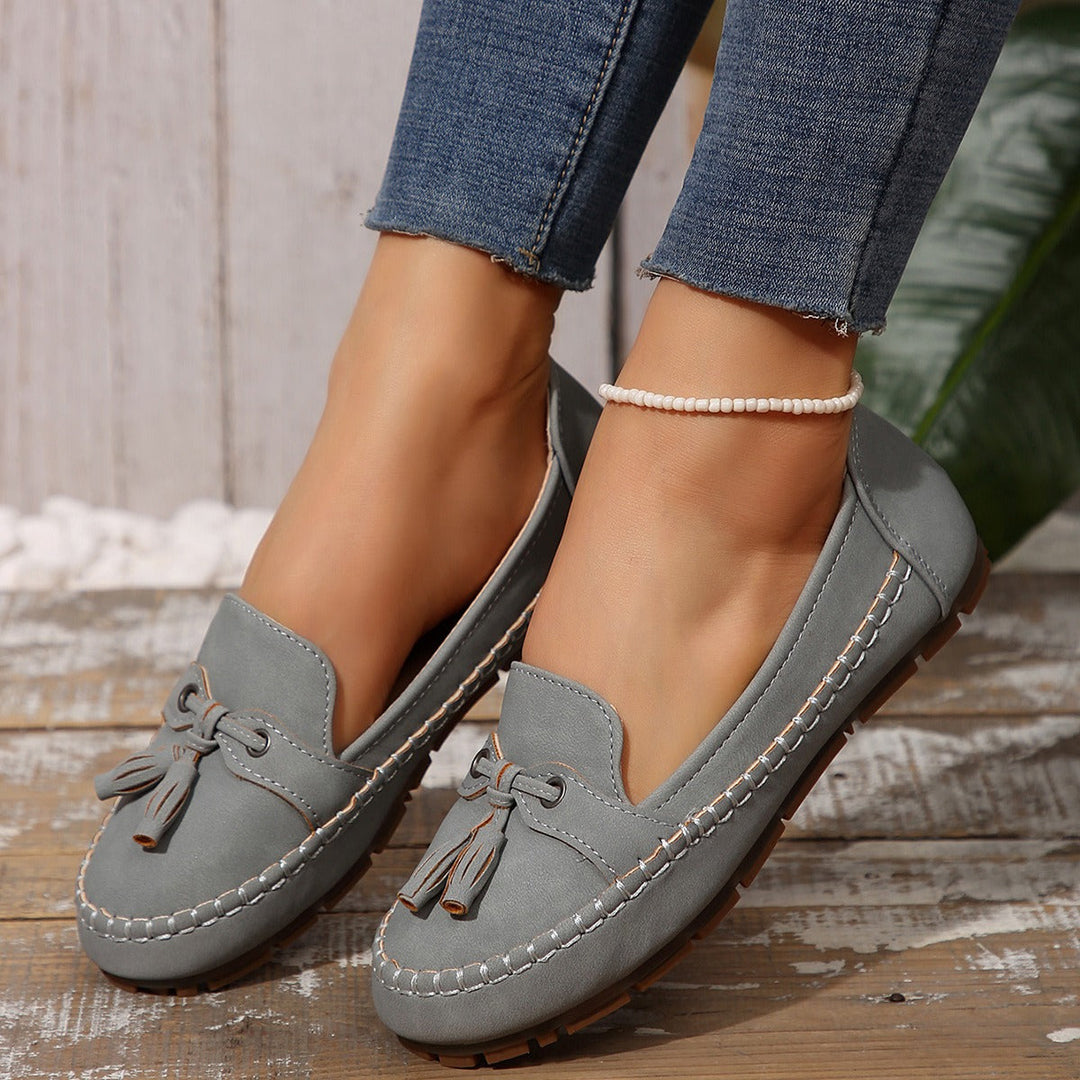 Slipbestendige platte damesloafers met strikdetail - Martina