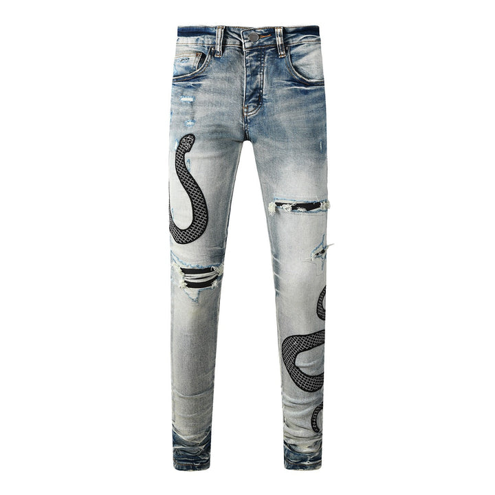 Skinny jeans met slangenprint - Eldric