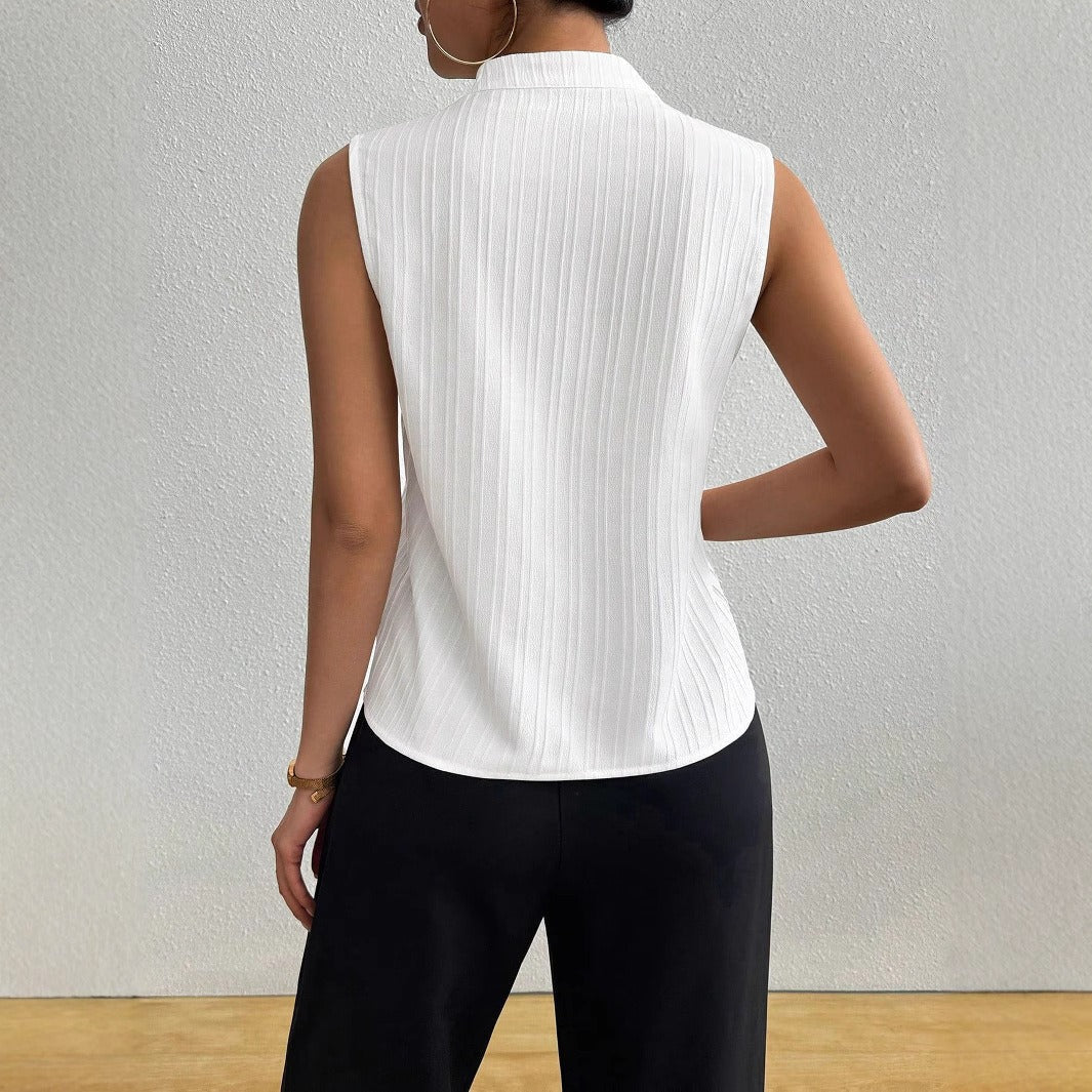Damesblouse zonder mouwen met geribde V-hals - Anouk