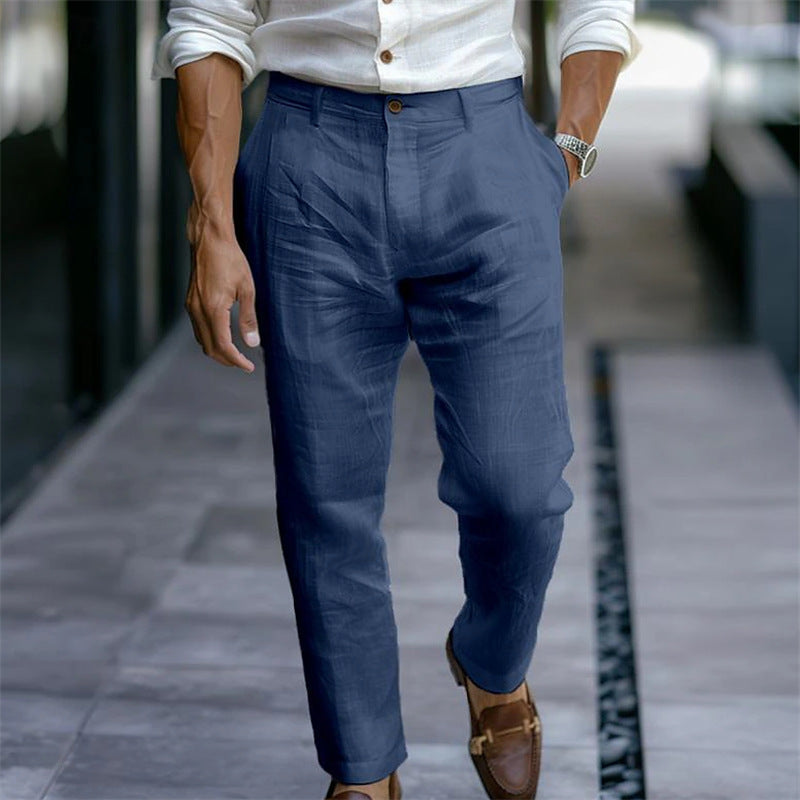 Rechte linnen herenbroek wit elegant casual - Adriano