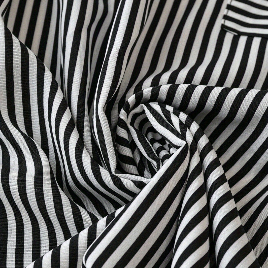 Damesblouse met verticale strepen, vloeiend model, oprolmouwen - Eloisa