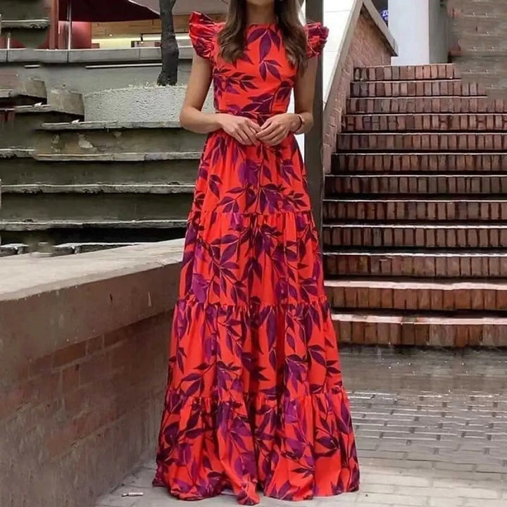 Lange jurk met bloemenprint en open rug - Mariluz
