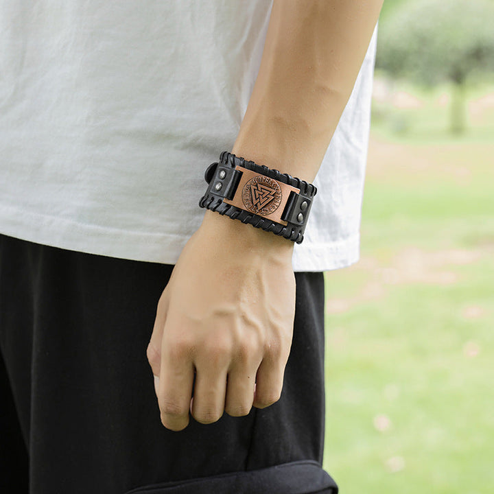 Viking Leren Armband Man - Leif