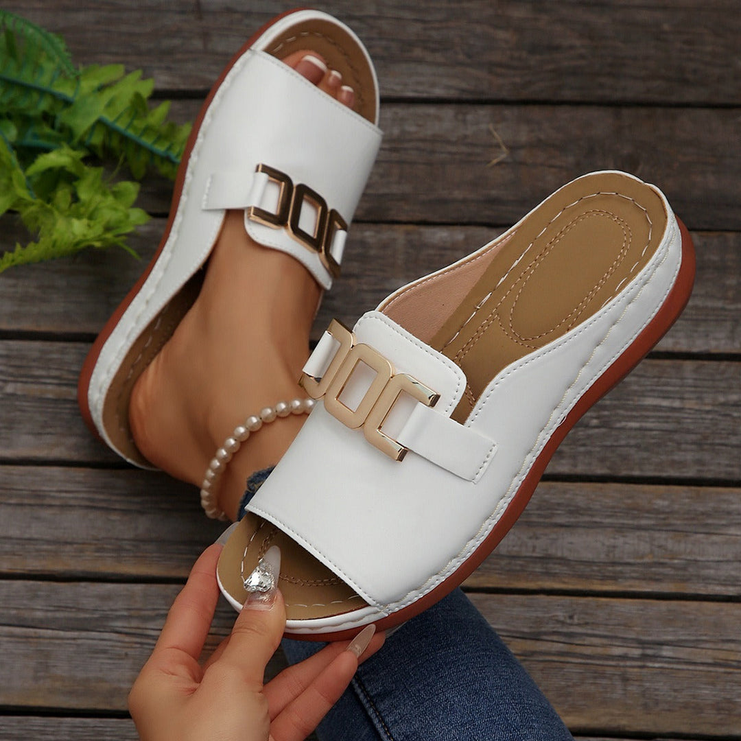 Damessandalen met metalen gesp slip-on stijl - Elena