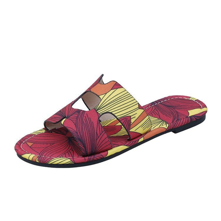 Multicolour platte damessandalen met tropisch design - Kaia