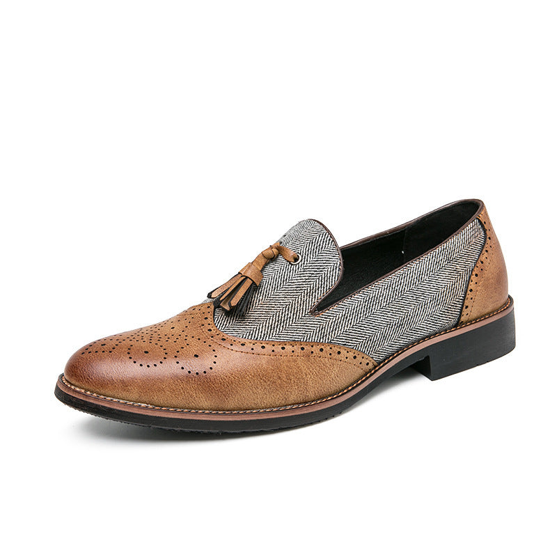 Heren mocassins leer textiel casual - Henrik