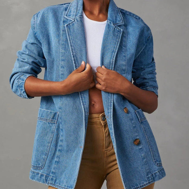 Blazerjasje in gewassen denim voor dames - Yalina