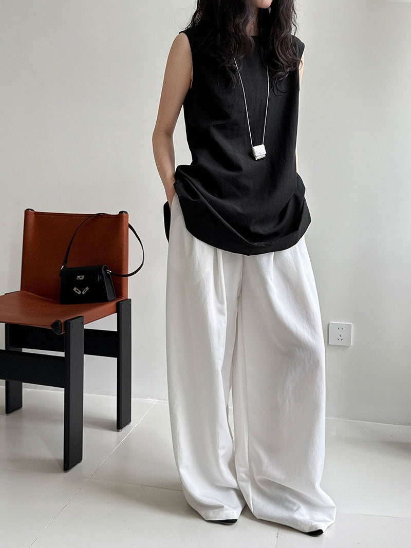 Vrouwen mouwloze blouse linnen tencel minimalistische stijl - Cécile