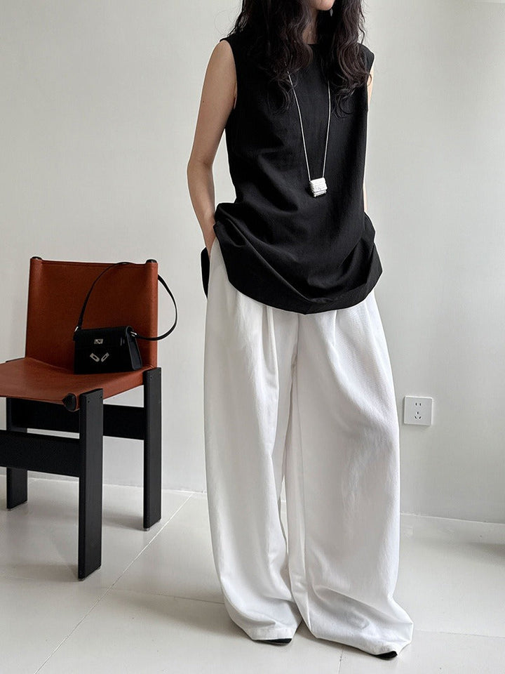 Vrouwen mouwloze blouse linnen tencel minimalistische stijl - Cécile