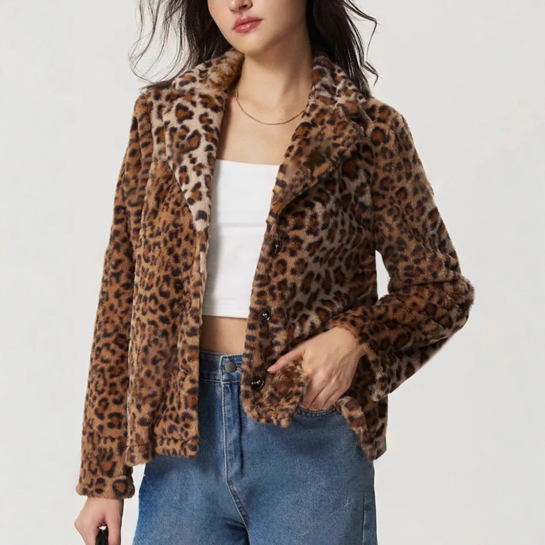 Jas met revers met luipaardprint - Mireille