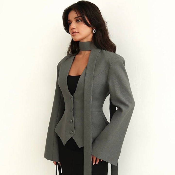 Blazer met V-hals en zakdoek - Miranda
