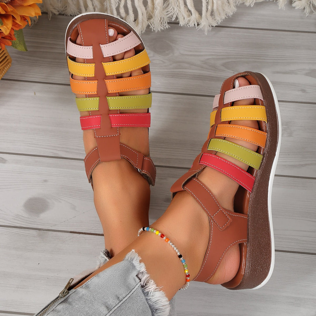 Multicolour casual damessandalen met gekruiste bandjes en comfortabele zool - Nayeli