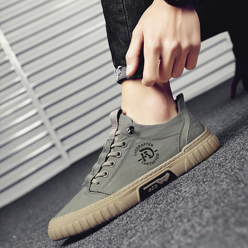 Casual herenschoenen in matgrijze ademende stof - Lior