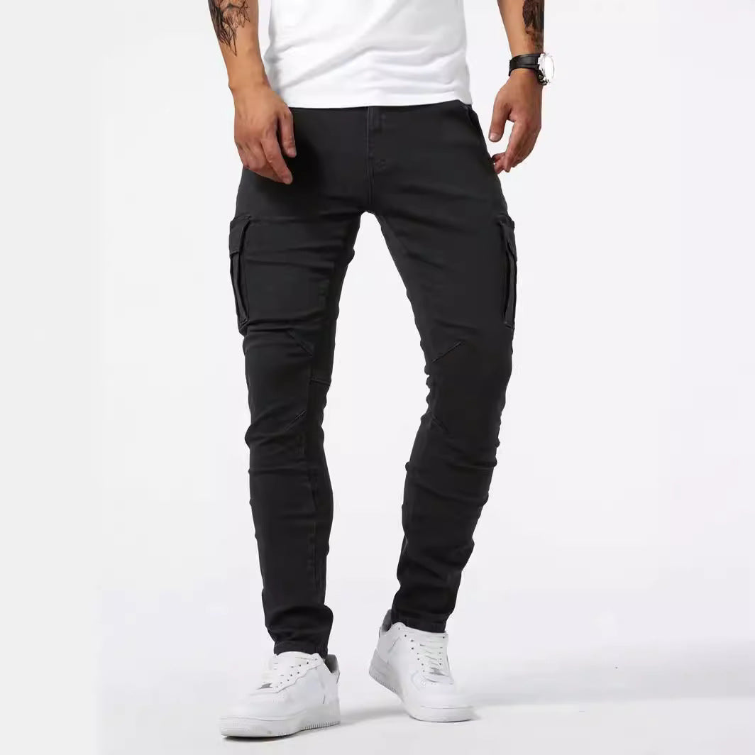 Lichtblauwe stretch denim cargobroek voor heren - Denver