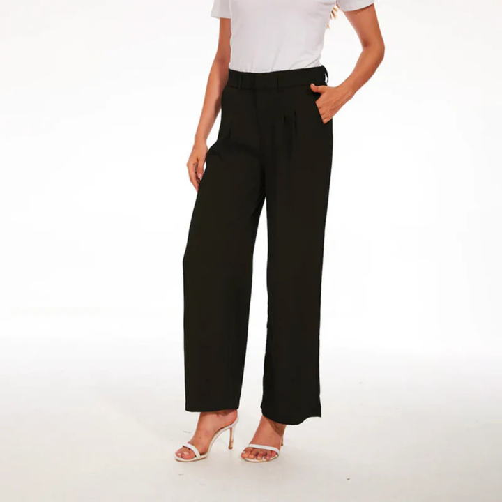 Casual damesbroek - Hoge taille - Wijde pijp