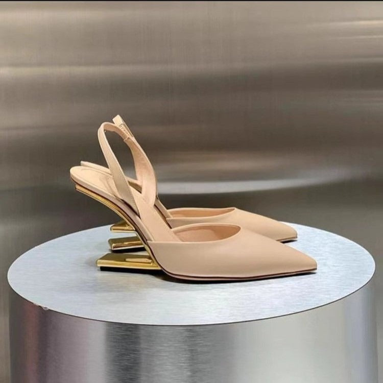 Damessandalen met geometrisch metallic design en fijne teen - Valeria