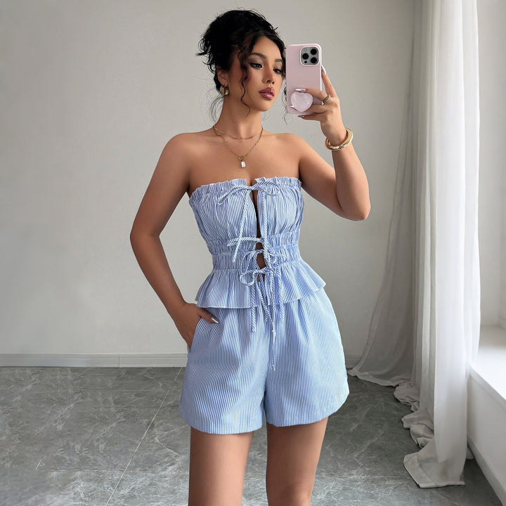 Katoenen damesset met bandeau strik voor - Camila