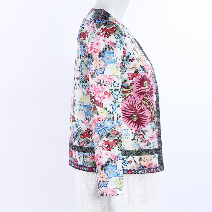 Natascha - Boho satijnen blazer met een prachtige bloemenprint