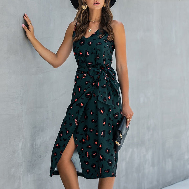 Dames midi-jurk dierenprint gekruist model - Eliana