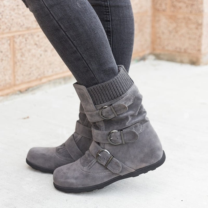 Casual dameslaarzen met gespen en suède detail - Amelie
