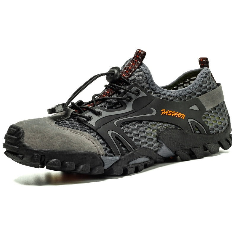Trekking herenschoenen zwart mesh antislip zool - Altus