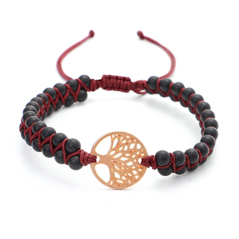 Yoga armband geweven met levensboom bedel