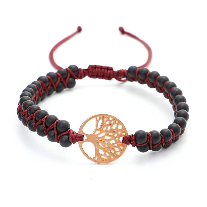 Yoga armband geweven met levensboom bedel