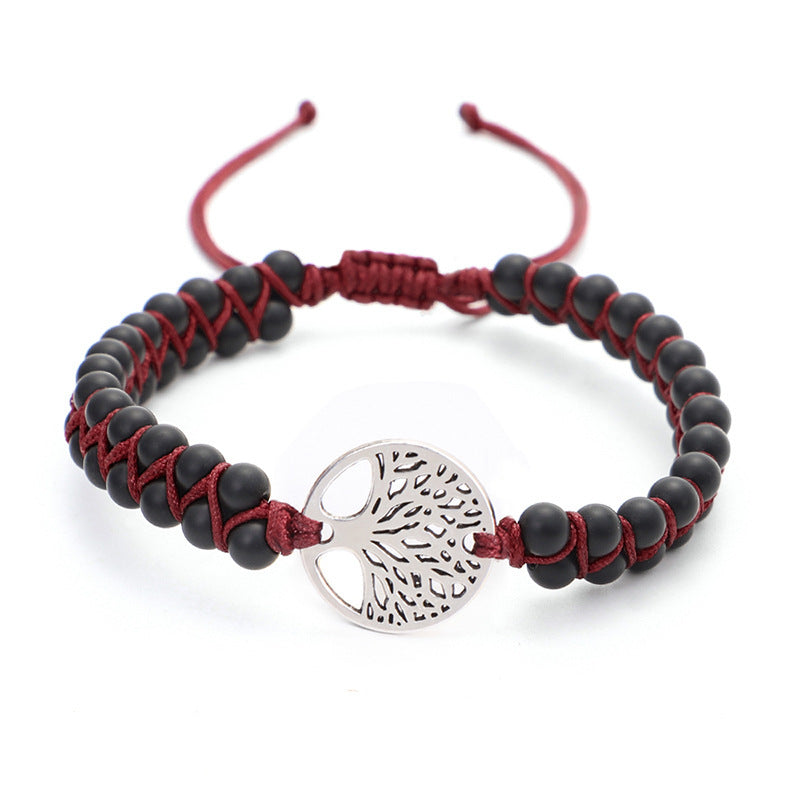 Yoga armband geweven met levensboom bedel