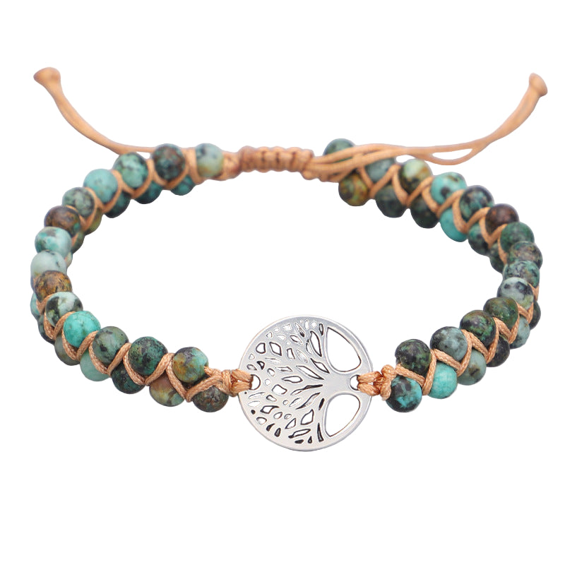 Yoga armband geweven met levensboom bedel