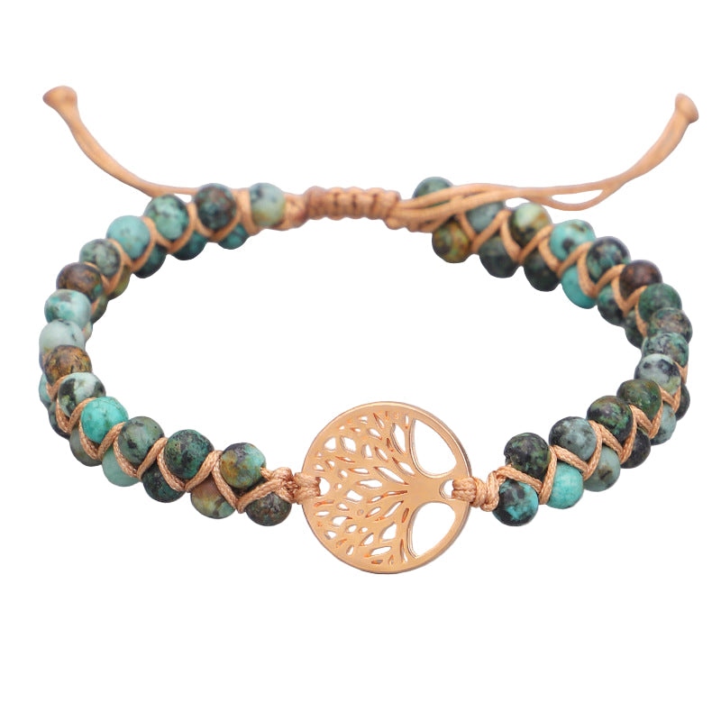 Yoga armband geweven met levensboom bedel