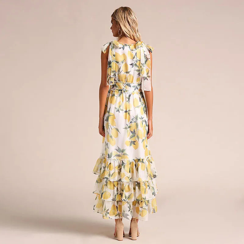 Margaret - mouwloze jurk met print