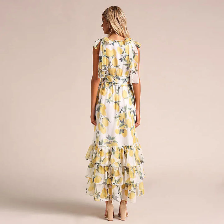 Margaret - mouwloze jurk met print