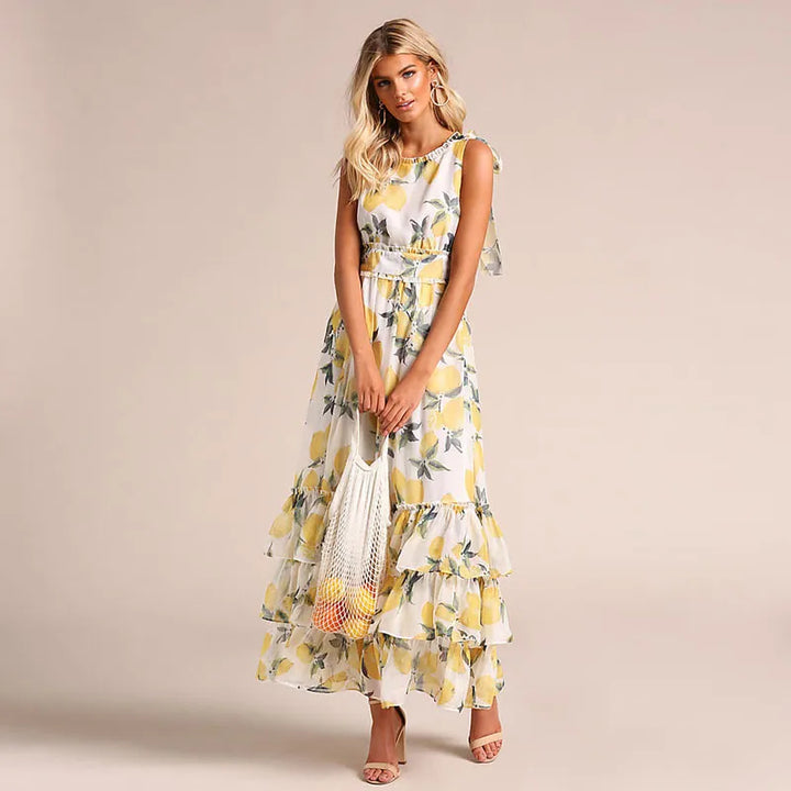 Margaret - mouwloze jurk met print