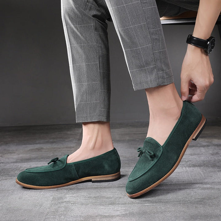 Bruine suède lederen decoratieve strik herenschoenen - Dorian